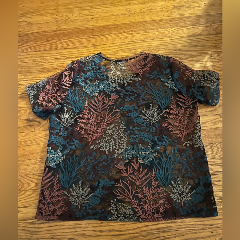 Coral Patterned Sheer Top